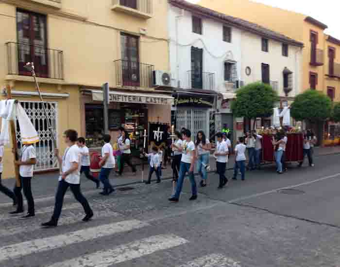 Rhonda's teenagers practicing for a parade, Andalucia, Spain