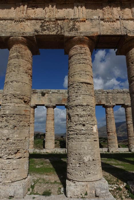Doric columns of Segesta temple, Sicily, Italy