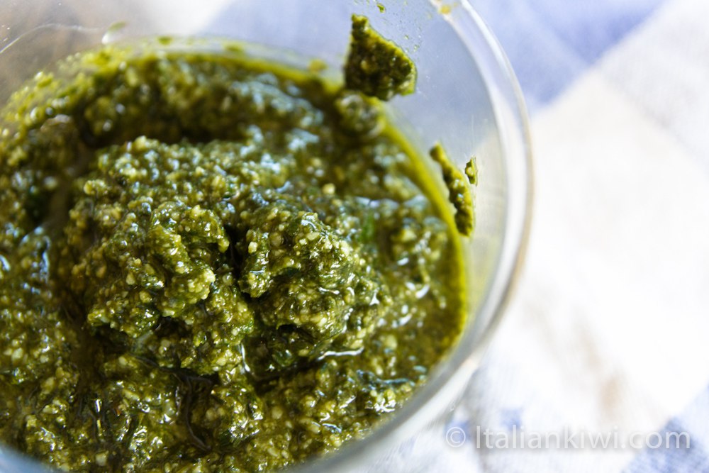 pesto with basil and pinenuts