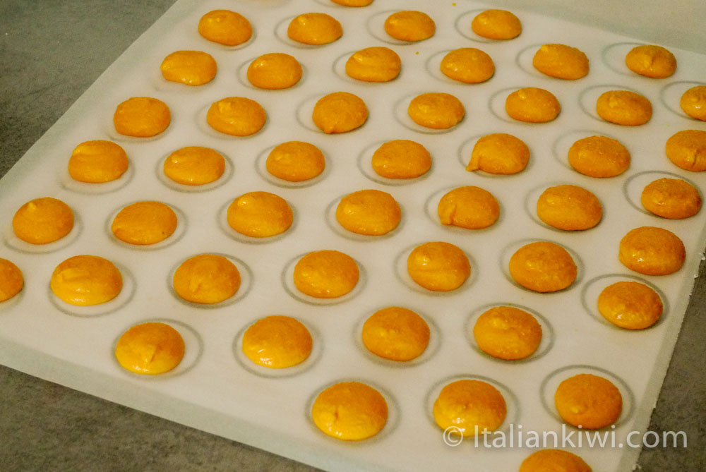 Macarons ready for the oven