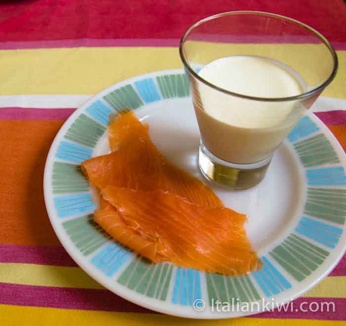 Ingredients for pasta with salmon