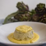 Artichoke flan with fontina cream