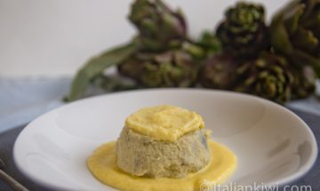 Artichoke flan with fontina cream