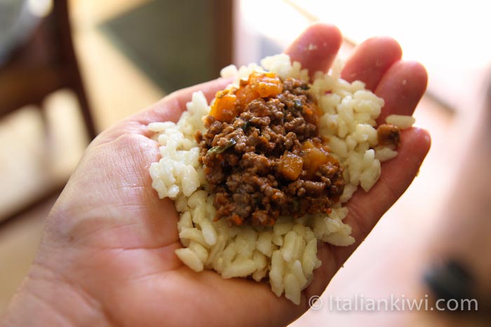 Sicilian arancini with ragu