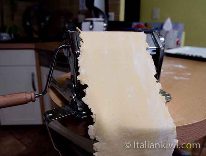 Rolling out fresh pasta dough