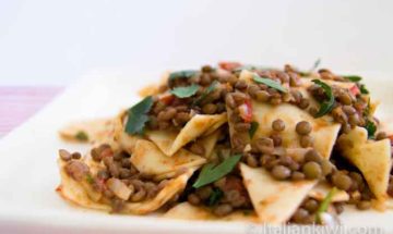 Fresh pasta with lentil sauce