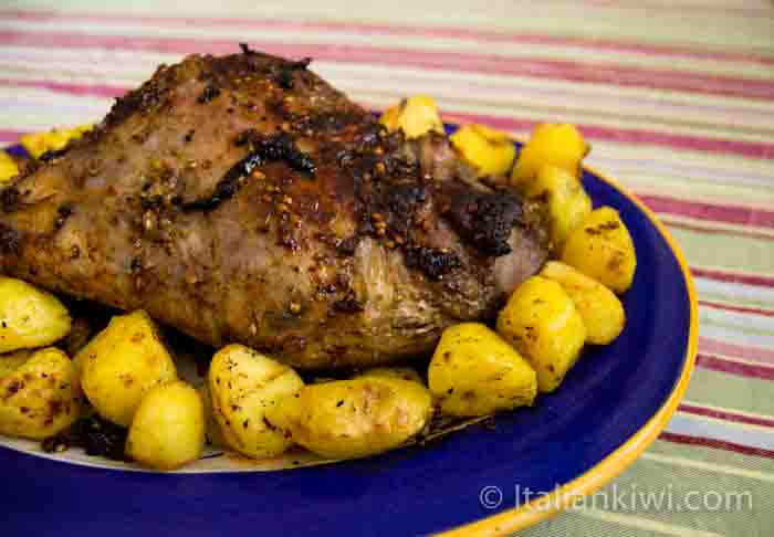 Marinated leg of lamb