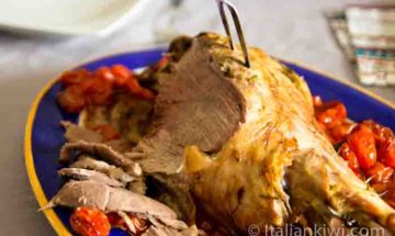 Rosemary Leg of Lamb with Baked Tomatoes