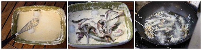 Sequence for frying fish