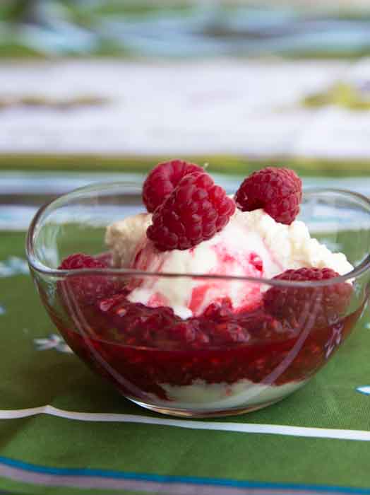 Heisseleibe raspberry dessert from the Dolomite mountains in Italy