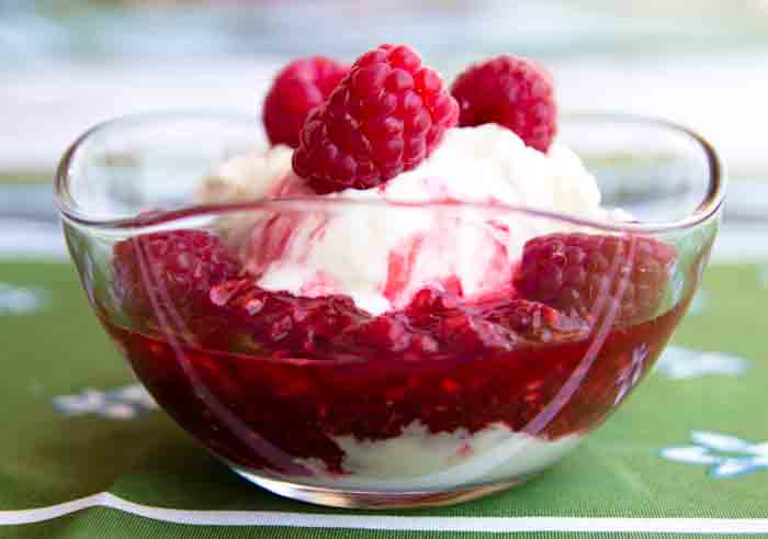 Heisseliebe (Hot-love) dessert from the Dolomite Mountains in Italy