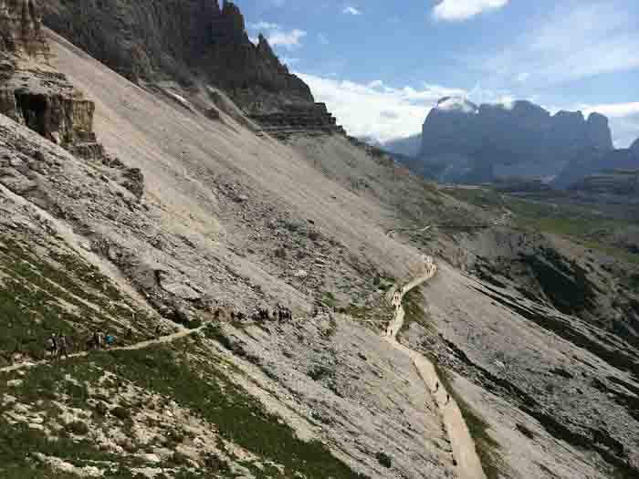 Hiking around the Tre Cime in the Dolomite Mountains, Italy