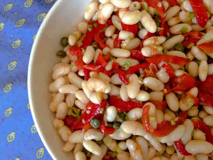 Bean and roasted red pepper salad