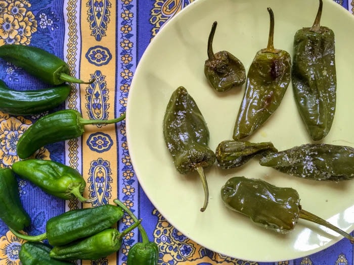 Roasted padron peppers
