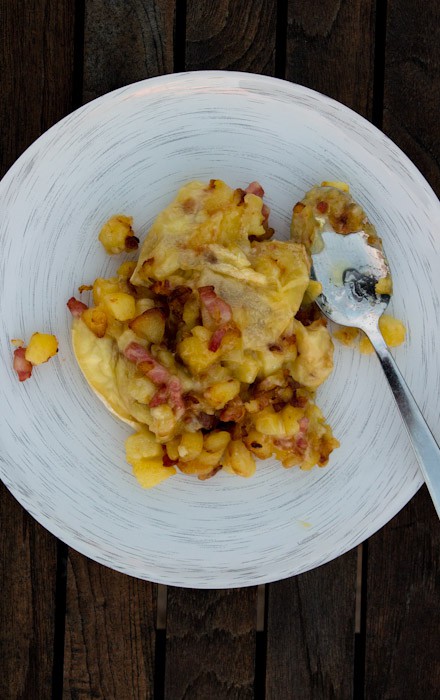 Tartiflette: a delicious potato, lardon and reblchon cheese dish from the french alps.