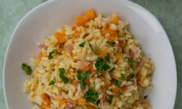 Squash and speck risotto from Italian Kiwi