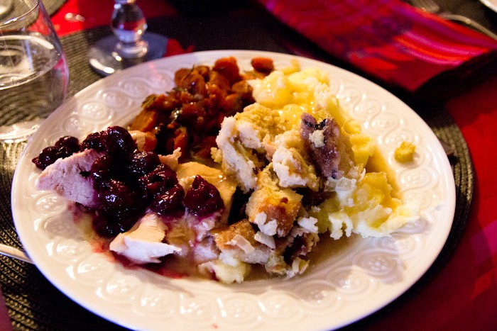 Jumbled Thanksgiving plate