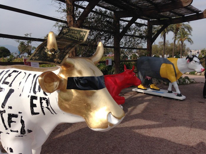 Clothed cow in Cannes, France