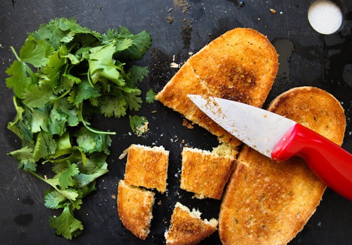 Coriander and bruschetta