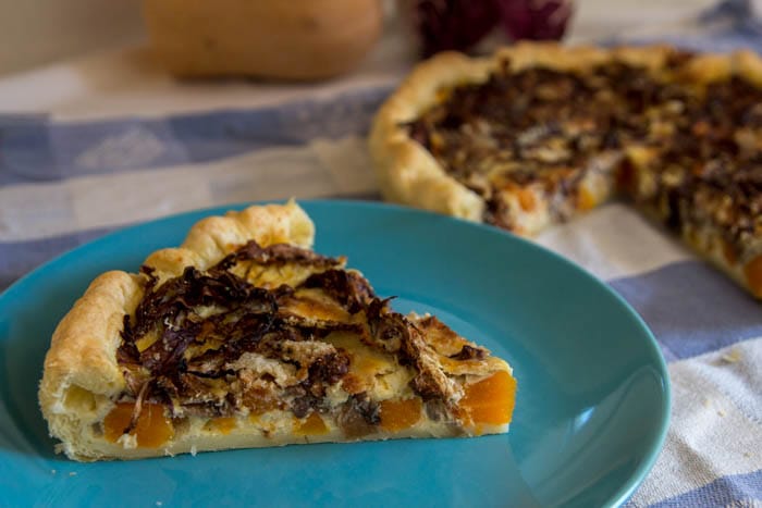 Pumpkin and radicchio tart