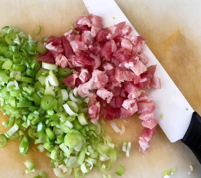 Pancetta and spring onions