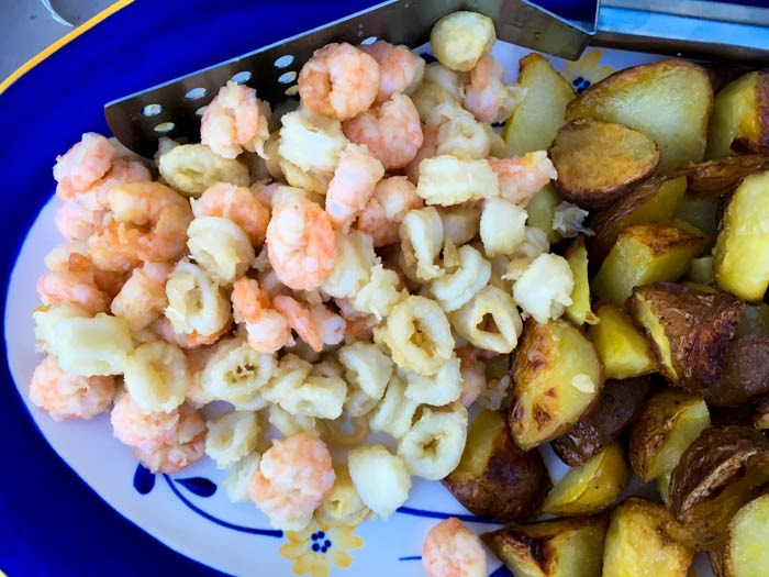 Calamari Fritti and Roast Potatoes