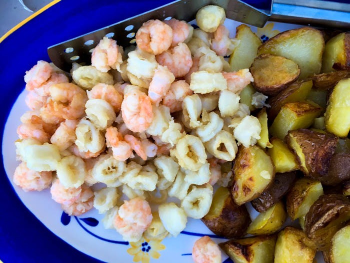 Calamari Fritti and Roast Potatoes