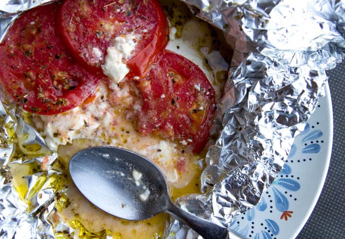 Grilled tomatoes and feta cheese