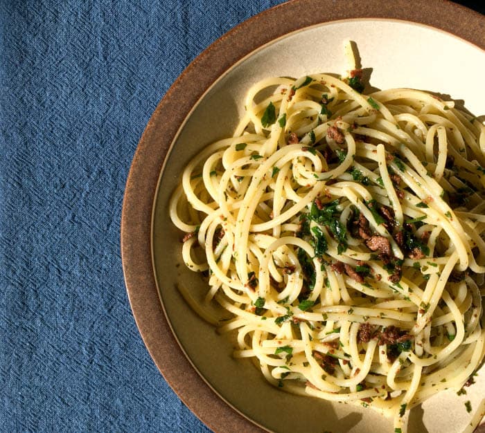 Spaghtti alla bottarga (pressed tuna eggs)