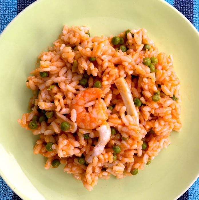 Seafood and pea risotto