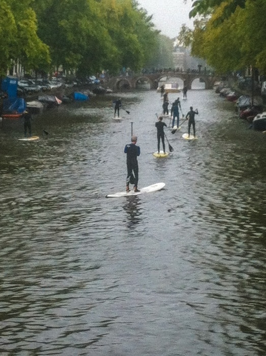 Canal surfing in Amsterdam