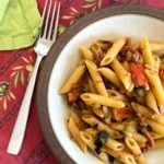 Pasta with eggplant and speck